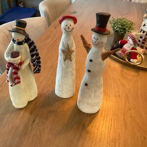 Charming Trio of Snowman Figurines - White and Black
